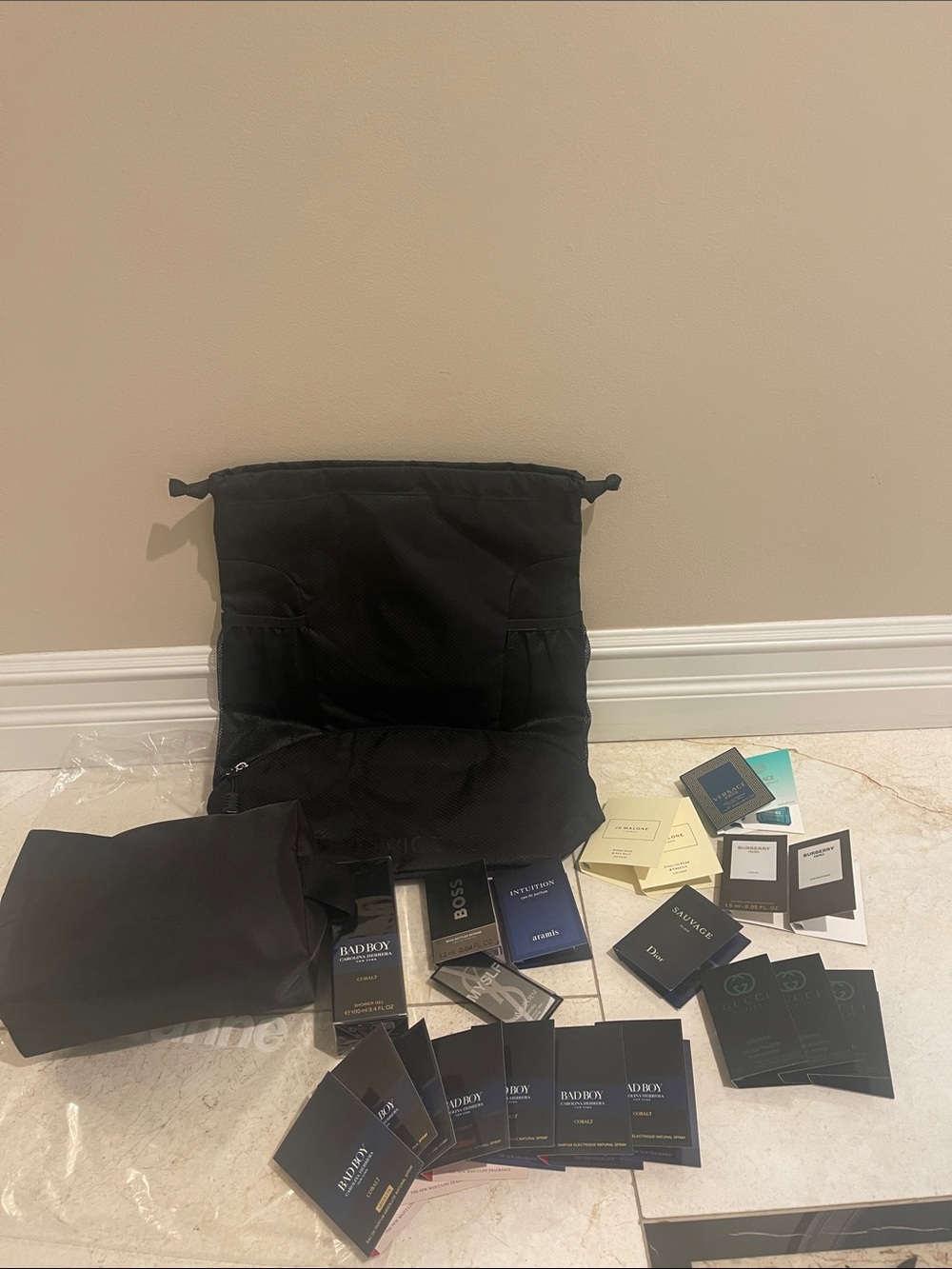 Black Men's Travel Toiletry /backpack Bag And Fragrance Assortment